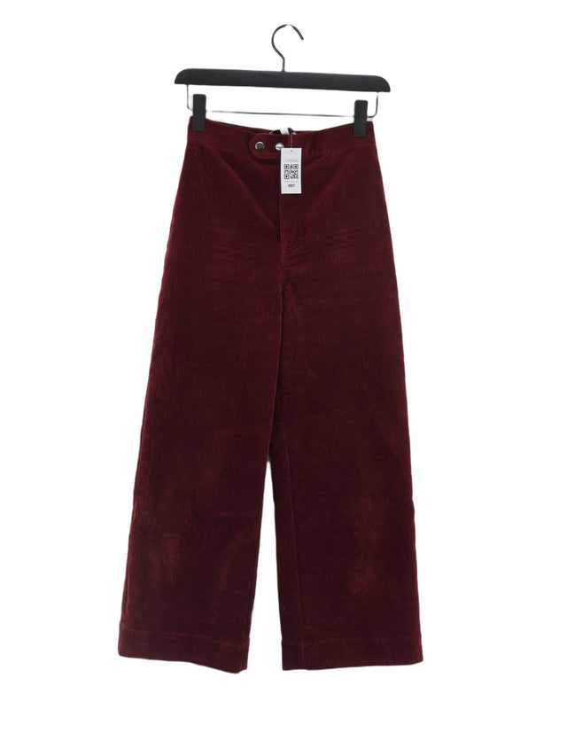 & Other Stories Women's Trousers UK 6 Red Cotton with Elastane
