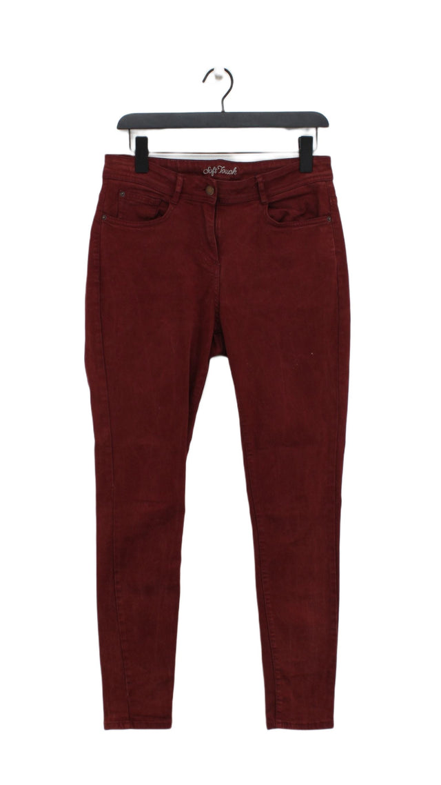 Next Women's Jeans UK 12 Red Cotton with Elastane, Polyester