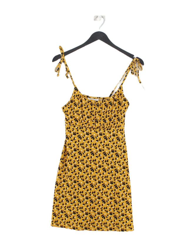 Topshop Women's Midi Dress UK 8 Yellow Polyester with Elastane
