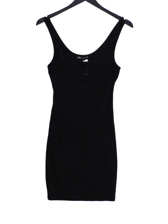 Zara Women's Midi Dress S Black Cotton with Elastane