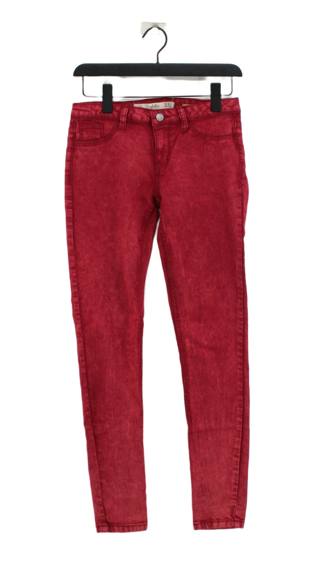 Zara Women's Jeans UK 8 Red Cotton with Elastane, Polyester