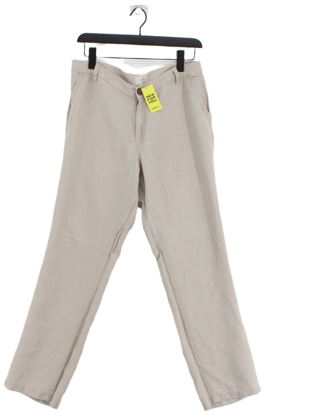 FatFace Women's Suit Trousers UK 12 Cream Cotton with Linen