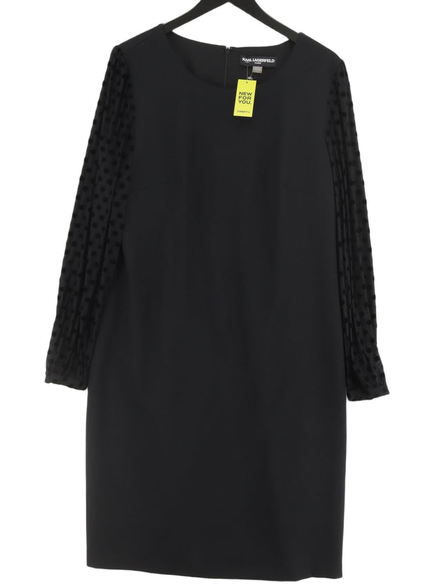 KARL LAGERFELD Women's Midi Dress UK 14 Black Polyester with Spandex