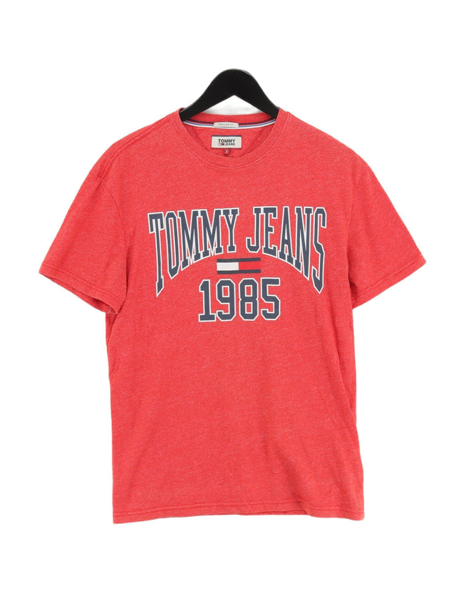 Tommy Jeans Men's T-Shirt S Red Cotton with Viscose