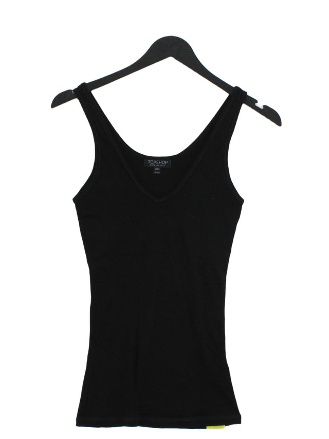 Topshop Women's T-Shirt UK 10 Black Cotton with Lyocell Modal