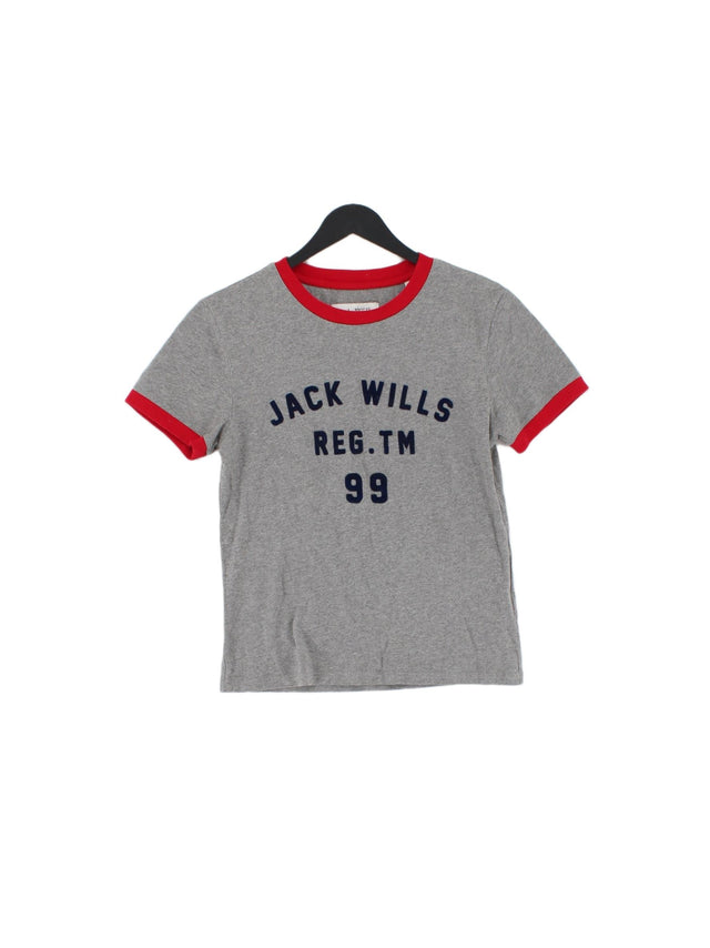 Jack Wills Women's T-Shirt UK 10 Grey 100% Cotton