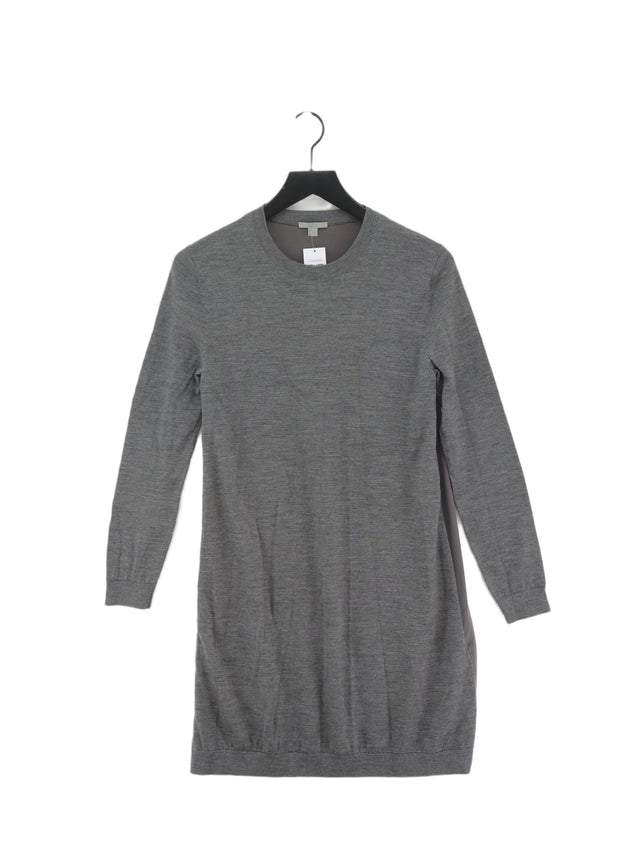 COS Women's Midi Dress S Grey Wool with Silk