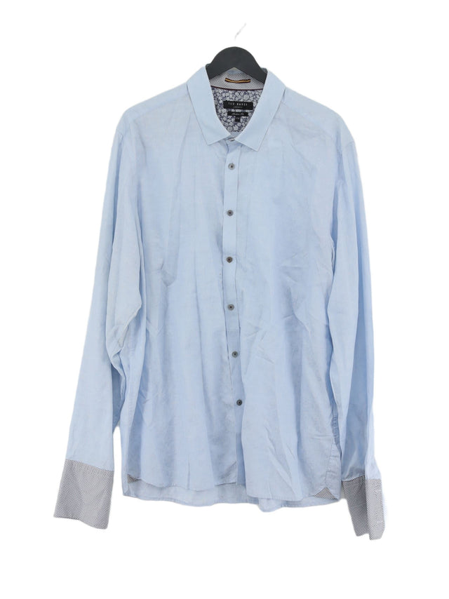 Ted Baker Men's Shirt Collar: 17.5 in Blue 100% Cotton