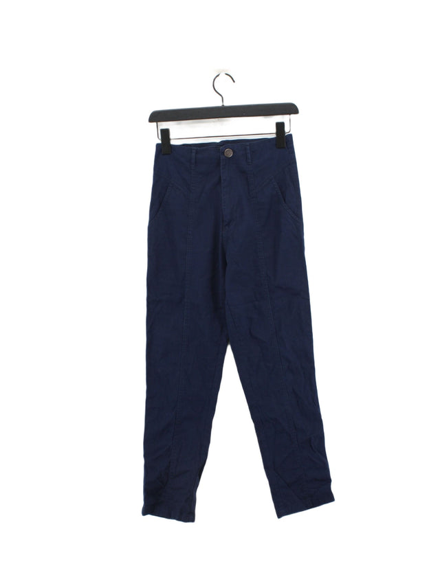 Lucy & Yak Women's Trousers W 26 in Blue Cotton with Elastane