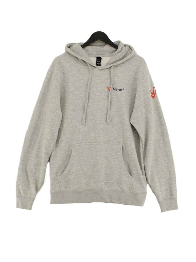 District Men's Hoodie M Grey Cotton with Polyester