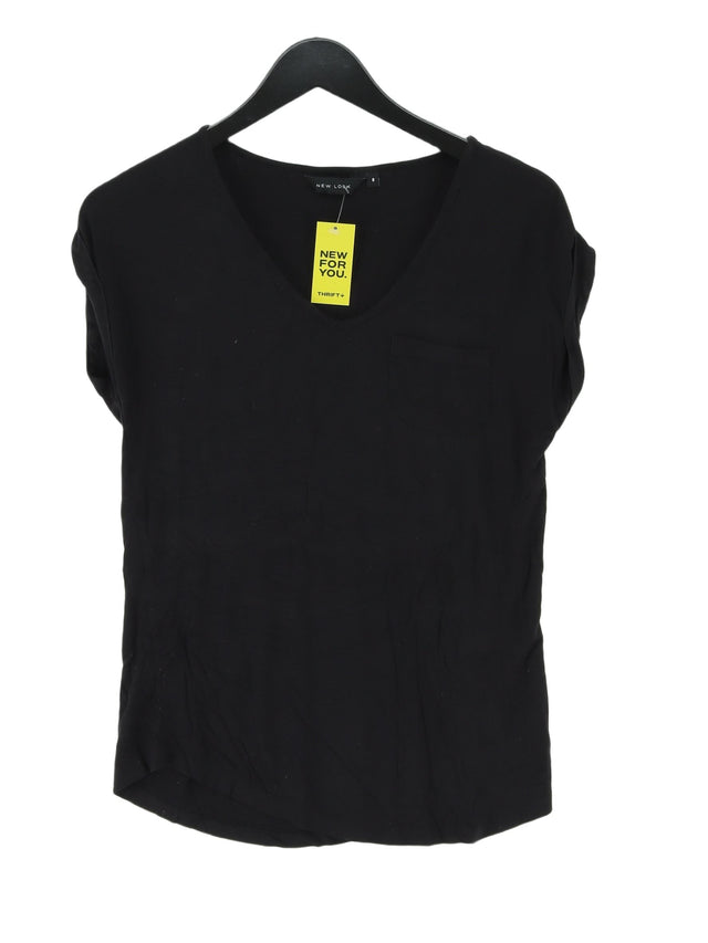 New Look Women's T-Shirt UK 8 Black Viscose with Elastane, Polyester