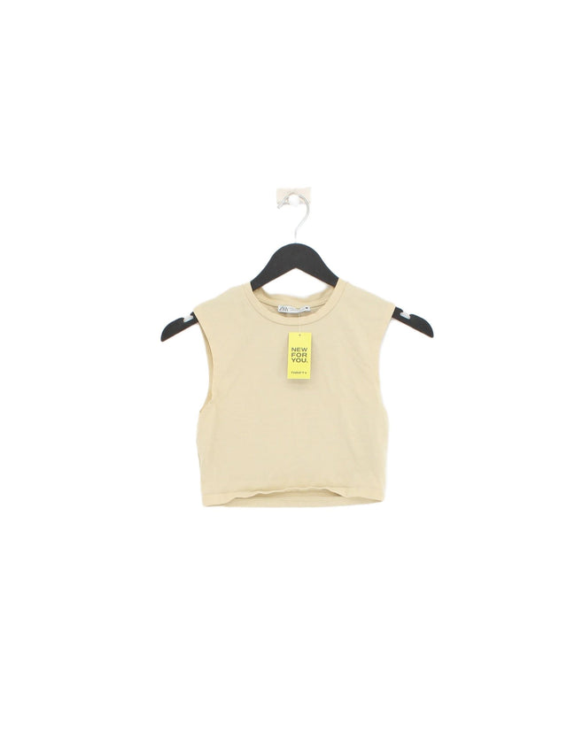 Zara Women's Top XS Yellow Cotton with Elastane