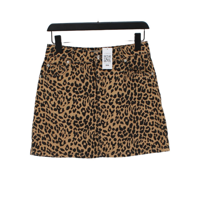 Topshop Women's Midi Skirt UK 10 Tan Cotton with Polyester