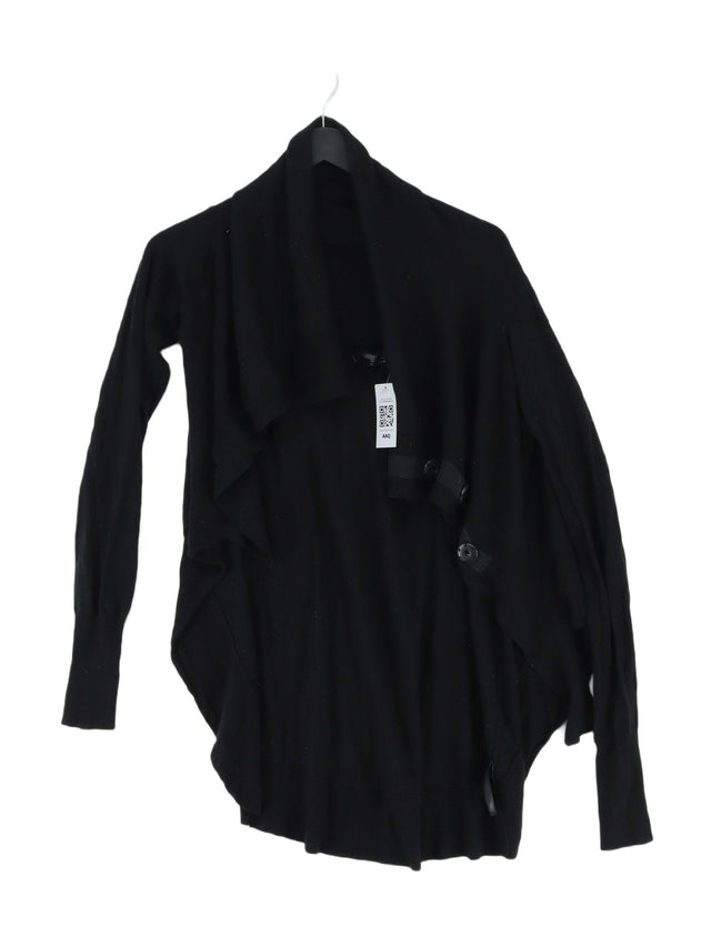 AllSaints Women's Cardigan UK 12 Black Wool with Silk