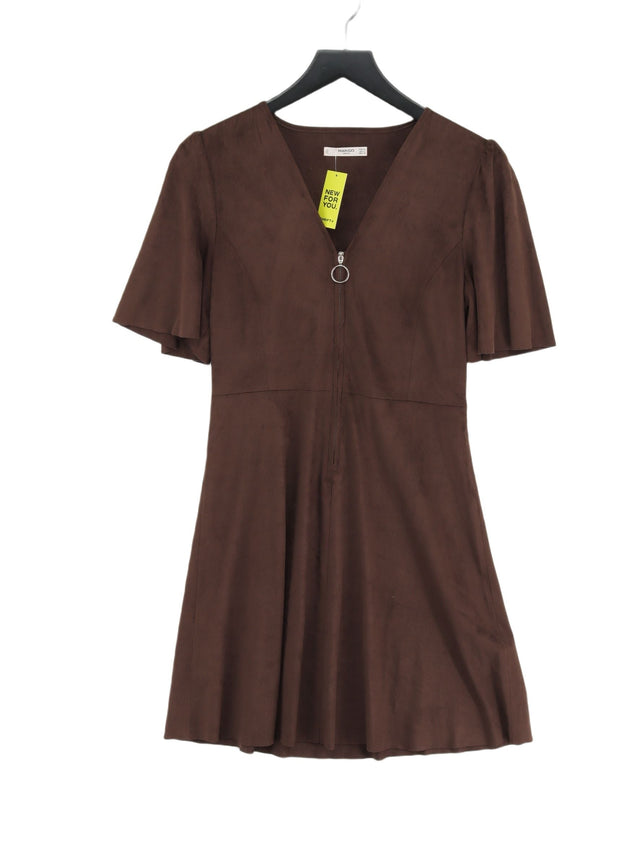 Mango Women's Midi Dress M Brown Polyester with Elastane