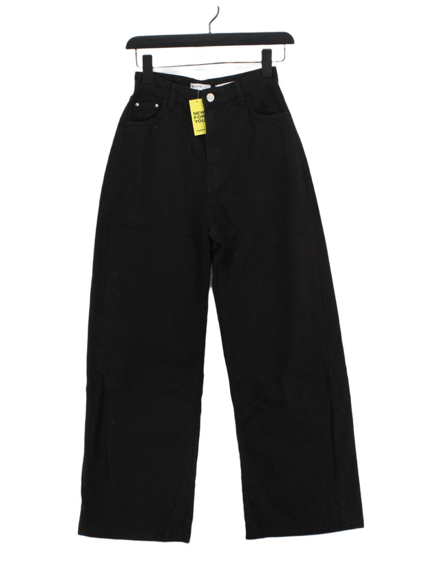 Bershka Women's Trousers UK 8 Black 100% Cotton