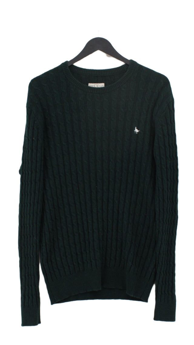 Jack Wills Men's Jumper M Green Wool with Cotton