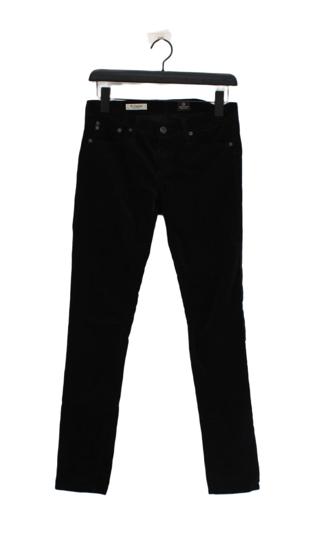 AG Adriano Goldschmied Women's Suit Trousers W 27 in Black Cotton with Other