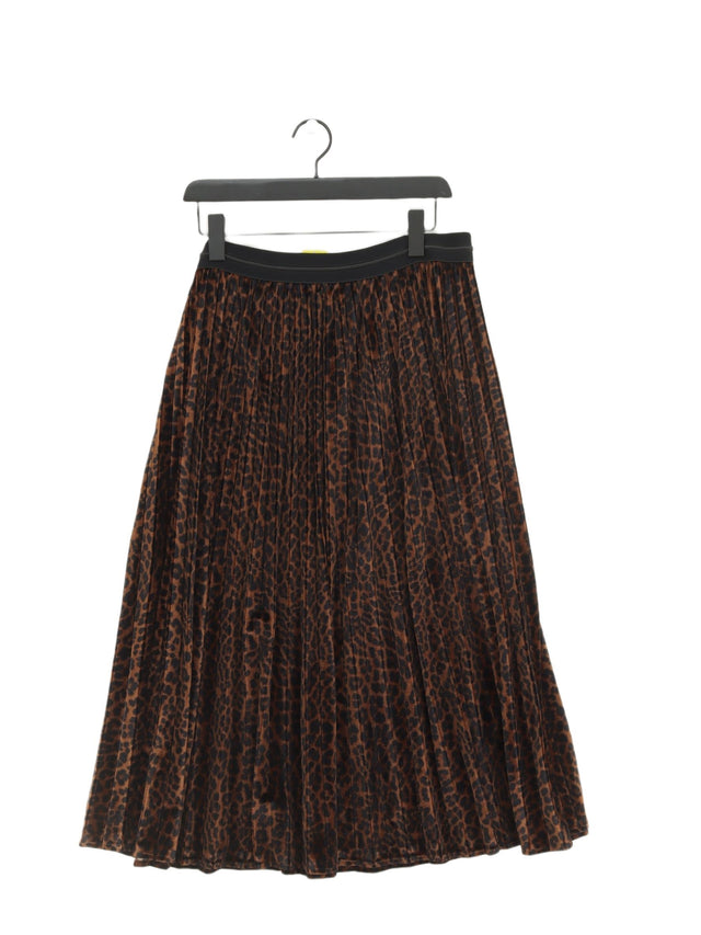 Hush Women's Midi Skirt UK 16 Brown Polyester with Elastane