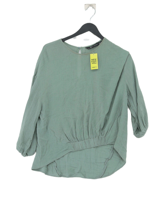 Zara Women's Blouse XS Green Viscose with Cotton