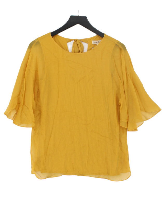 Phase Eight Women's Blouse UK 10 Yellow Silk with Elastane, Viscose