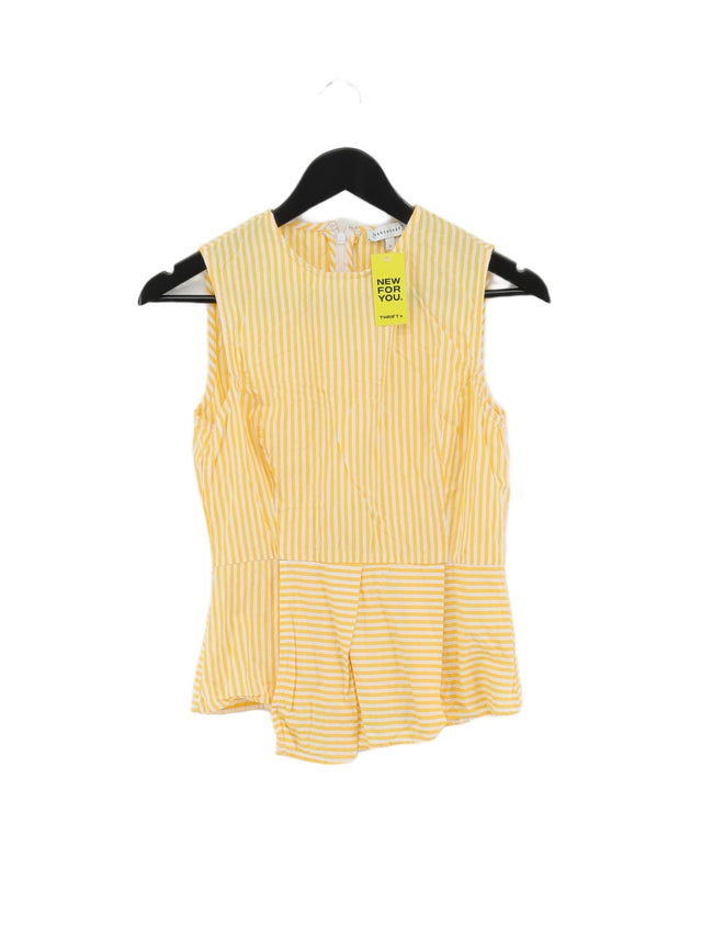 Warehouse Women's Shirt UK 10 Yellow 100% Cotton