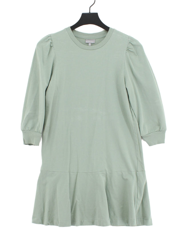 Oliver Bonas Women's Midi Dress UK 8 Green Cotton with Elastane