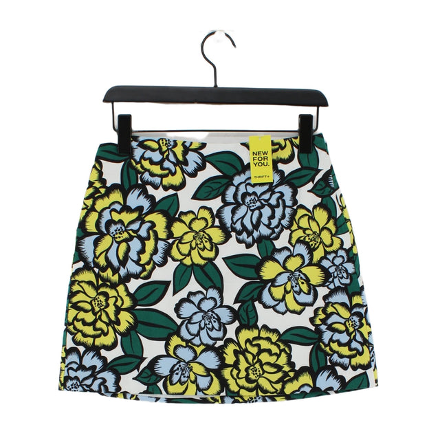 Warehouse Women's Midi Skirt UK 10 Multi Cotton with Elastane, Polyester
