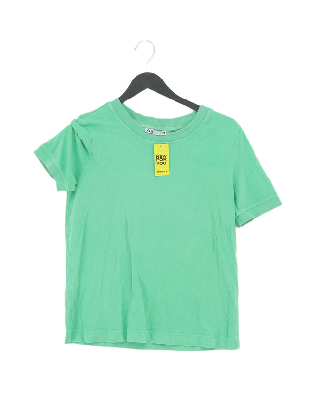 Zara Women's T-Shirt M Green 100% Cotton