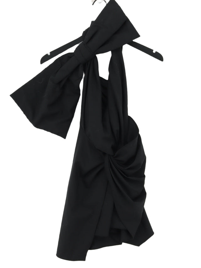Zara Women's Midi Dress S Black Polyester with Elastane, Wool