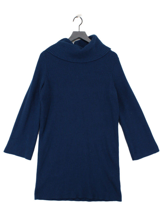 Phase Eight Women's Midi Dress M Blue Viscose with Nylon, Polyester