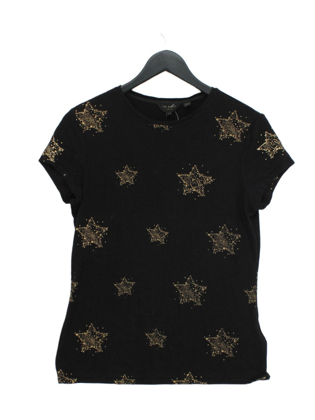 Ted Baker Women's T-Shirt UK 12 Black Viscose with Elastane