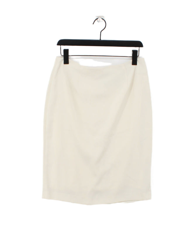 Simon Chang Women's Midi Skirt UK 8 Cream Polyester with Elastane