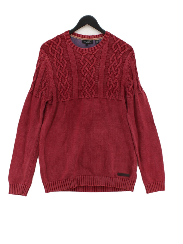 Ted Baker Women's Jumper UK 14 Red Cotton with Viscose