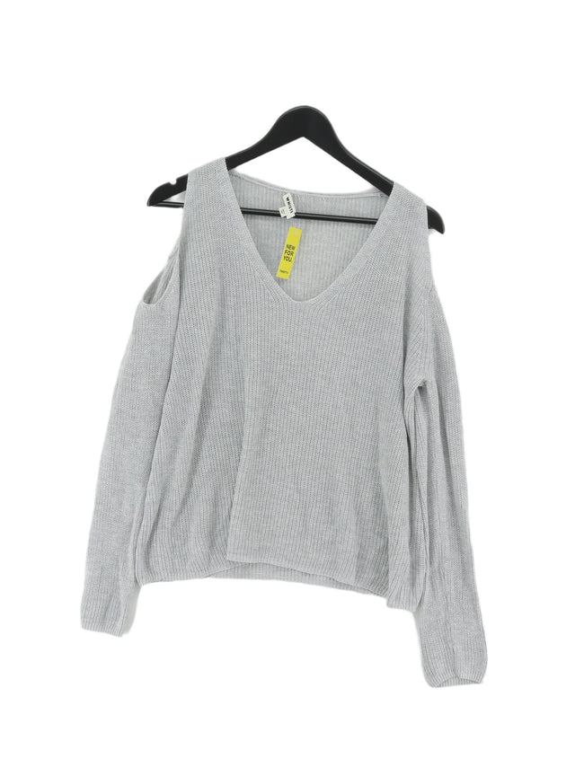 Whistles Women's Jumper M Grey Cotton with Linen, Polyester