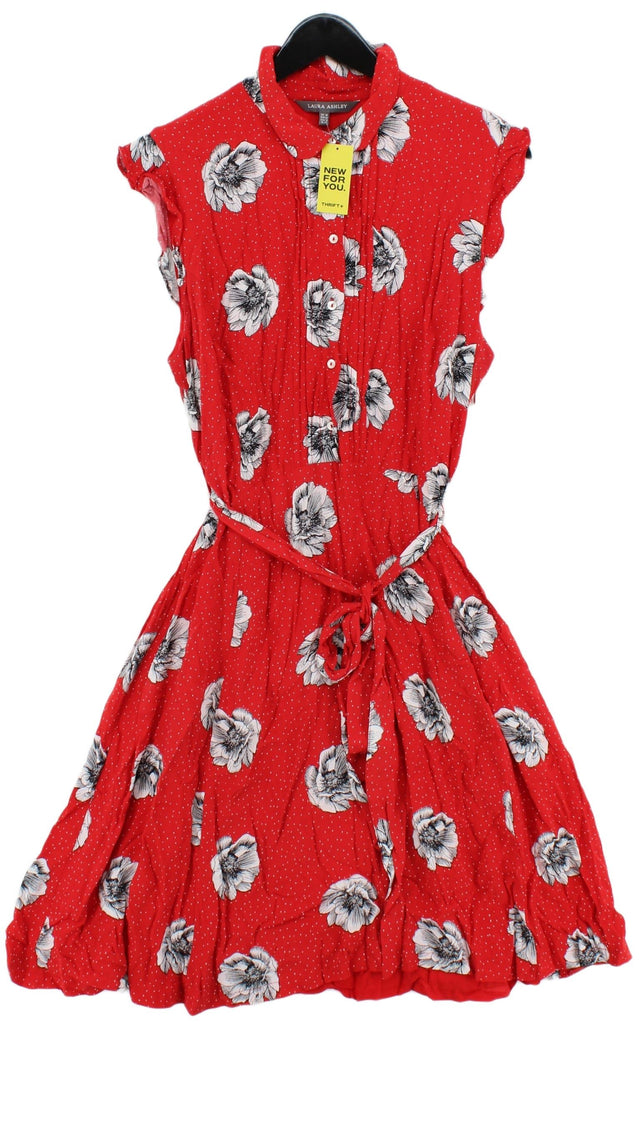 Laura Ashley Women's Midi Dress UK 16 Red 100% Viscose