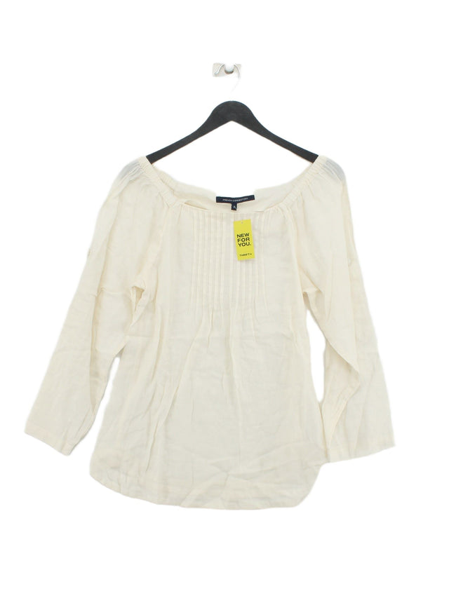 French Connection Women's Blouse UK 8 Cream 100% Cotton