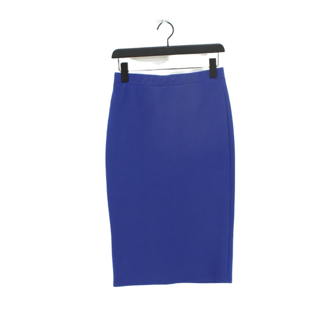 Warehouse Women's Midi Skirt UK 10 Blue Polyester with Elastane