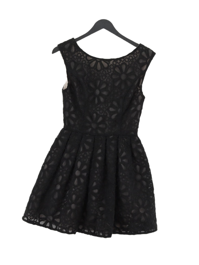 Topshop Women's Midi Dress UK 8 Black Nylon with Cotton, Polyester