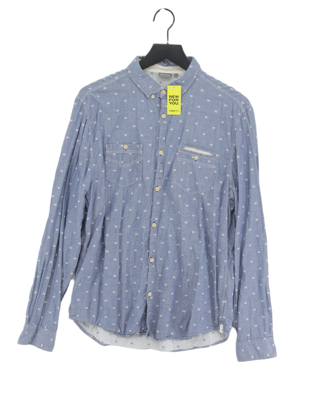 Linea Men's Shirt L Blue 100% Cotton