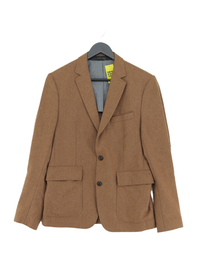 Zara Men's Blazer Chest: 38 in Brown Wool with Polyamide