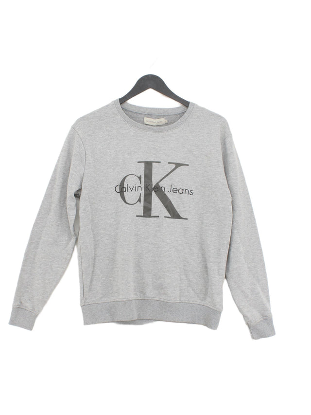 Calvin Klein Men's Hoodie S Grey 100% Cotton