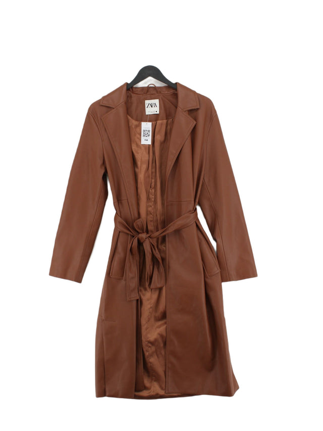 Zara Women's Coat S Brown 100% Polyester