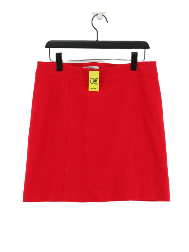 Hobbs Women's Midi Skirt UK 14 Red Wool with Polyester