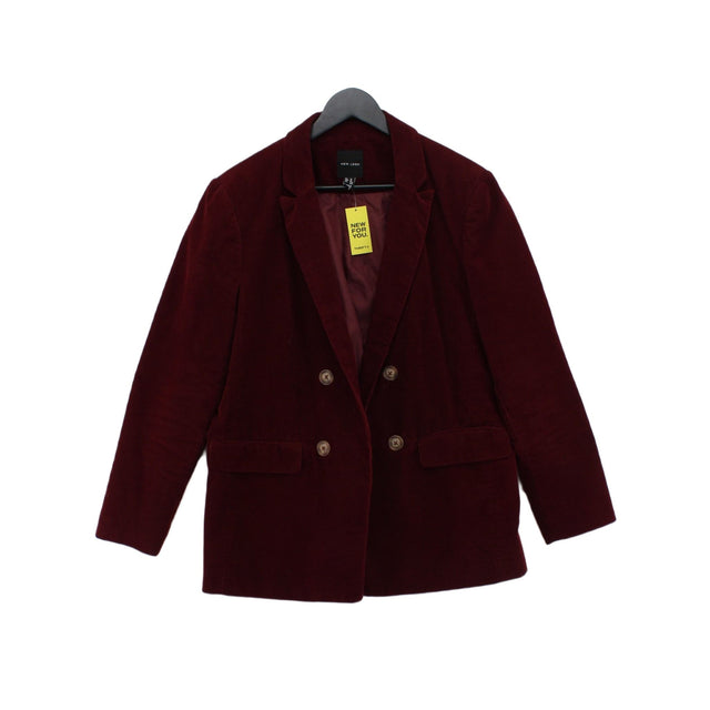 New Look Women's Blazer UK 14 Red Cotton with Polyester