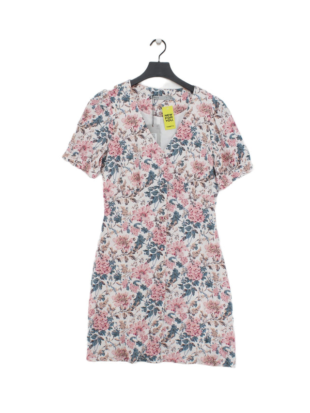 Oasis Women's Midi Dress UK 10 Multi Cotton with Linen, Polyester, Viscose