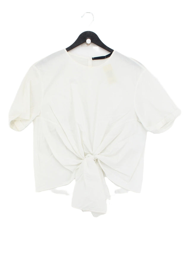 Zara Women's Blouse M White Cotton with Elastane, Nylon