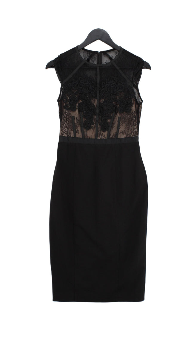 Coast Women's Midi Dress UK 8 Black Nylon with Elastane, Polyester