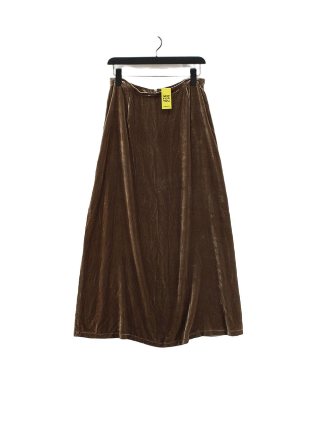 East Women's Maxi Skirt UK 14 Brown Viscose with Silk
