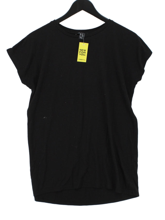 New Look Women's T-Shirt UK 10 Black Polyester with Viscose